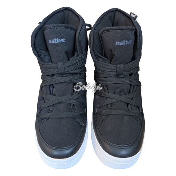 Native Chamonix Women 7 Water-Resistant Cold Winter Boot Jiffy Black Shell White - Picture 2 of 9